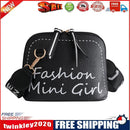 Women PU Leather Shell Wide Shoulder Strap Crossbody Messenger Bag (Black)