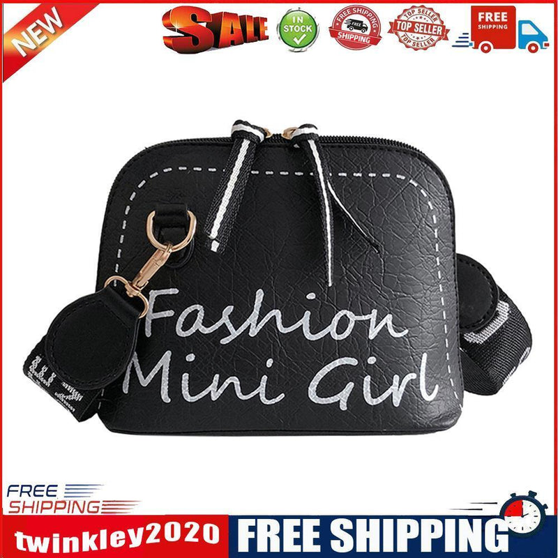 Women PU Leather Shell Wide Shoulder Strap Crossbody Messenger Bag (Black)