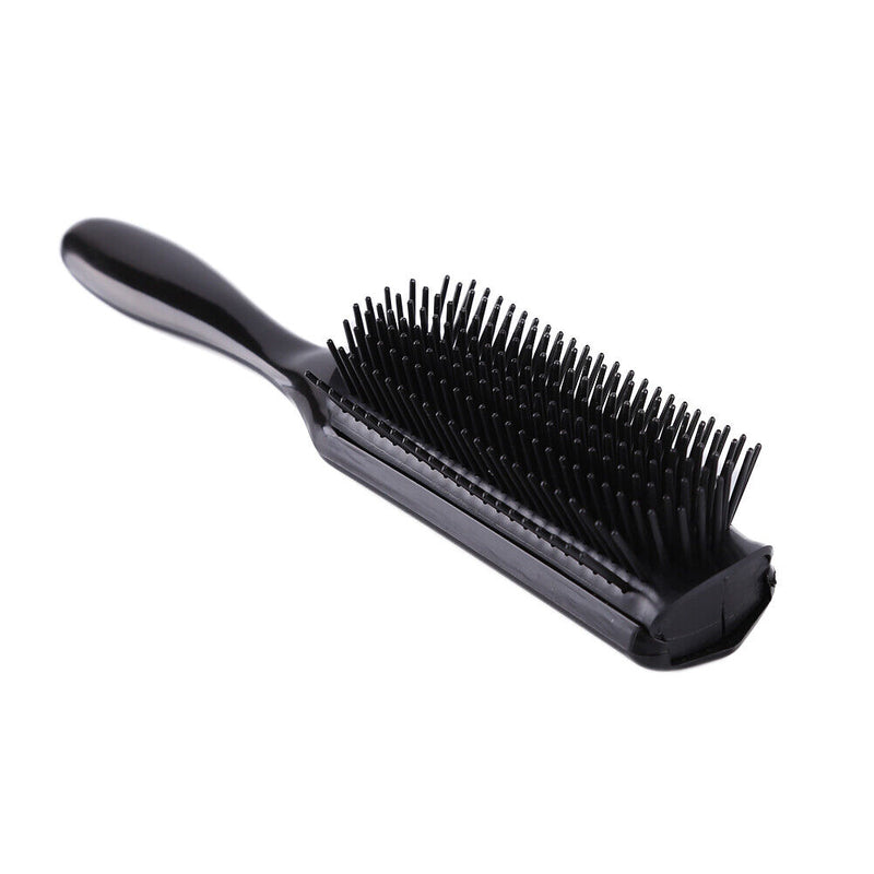 9 Rows Styling Brush Straight Curly Hair Detangling Massage Comb (Black) Newly