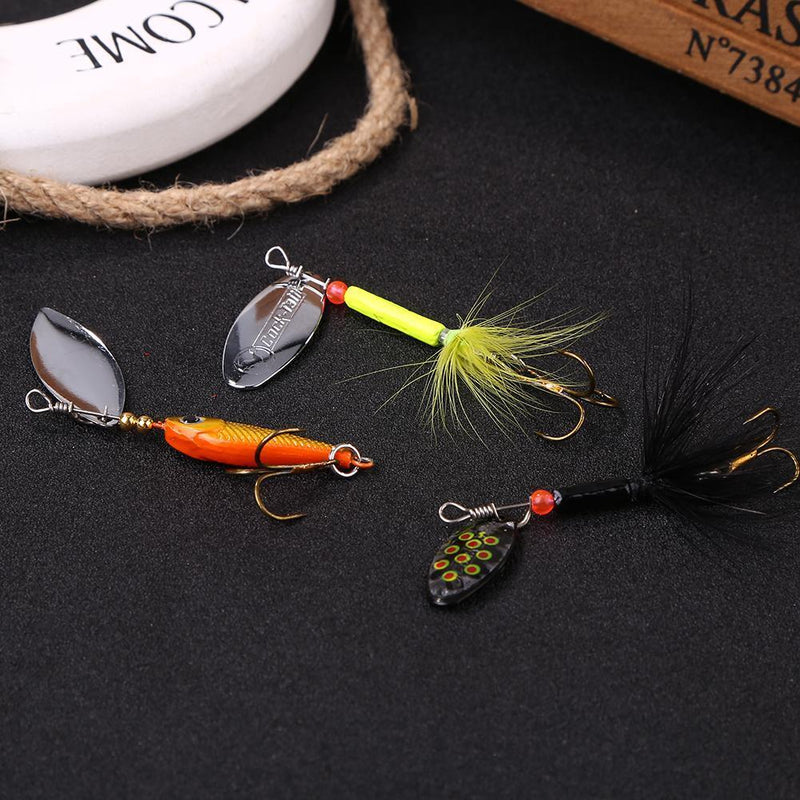 16pcs/set Mixed 3 Treble Hooks Rotating Sequins Sinking Fishing Baits Kit