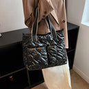 Fashion Women Cotton Padded Totes Winter Ladies Crossbody Bags Adjustable Casual