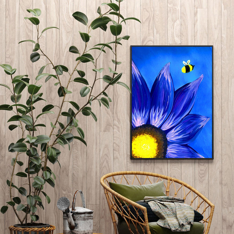 Blue Daisy Oil Paint By Numbers DIY Handpainted on Canvas Wall Art (B883)