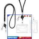 ID Card Lanyard 2 Pieces Card Holder with Crystal Strap Lanyard (Black)