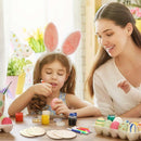 4pcs Easter Wood Egg Hanging Pendants Embellishments w/ Rope DIY Wall Decors