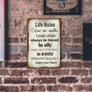 Life Rules Retro Metal Plate Tin Sign Plate Wall Art Decoration Accessories