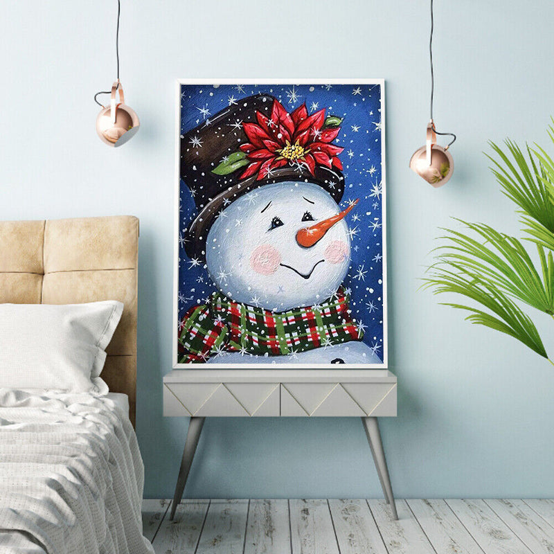 5D Rhinestone Pictures DIY Shy Snowman Full Round Drill Art Diamond Painting Kit
