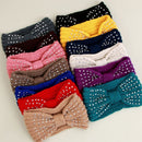 Winter Head Wrap Ear Warmer  Knit Headband  Rhinestone Crochet Hair Band  Bead