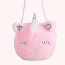 Kids Plush Cartoon Licorne Handbag Zipper Mini Casual Crossbody Bag (Pink)