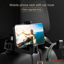 2 in 1 Car Headrest Hook with Phone Holder Seat Back Hanger Clips (Blue) Newly
