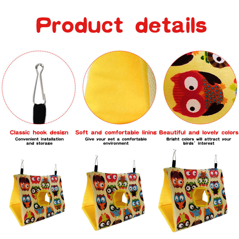 Bird Parrot Nest House Hanging Hammock Cage Sleeping Bed (Yellow Owl S) Newly