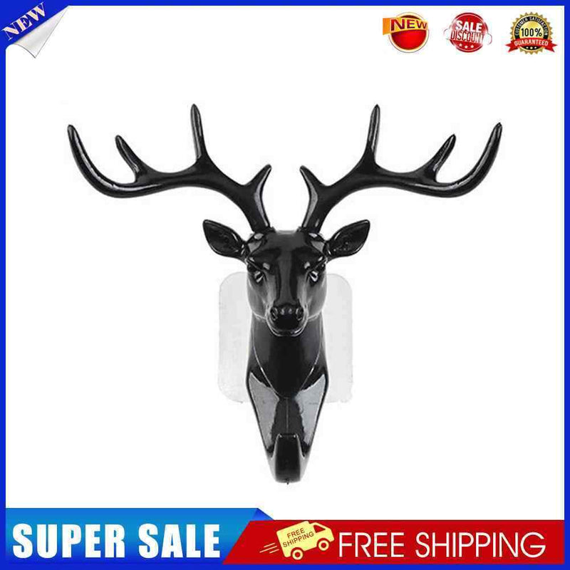 5pcs Self-Adhesive Wall-Mounted Hook Antler Horns Hanger Wall Rack(Black)