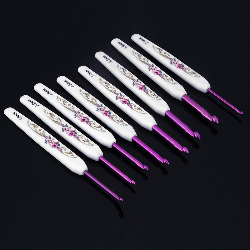 8pcs Plastic Handle Aluminium Crochet Hooks Sweater Knitting Needles Set Newly