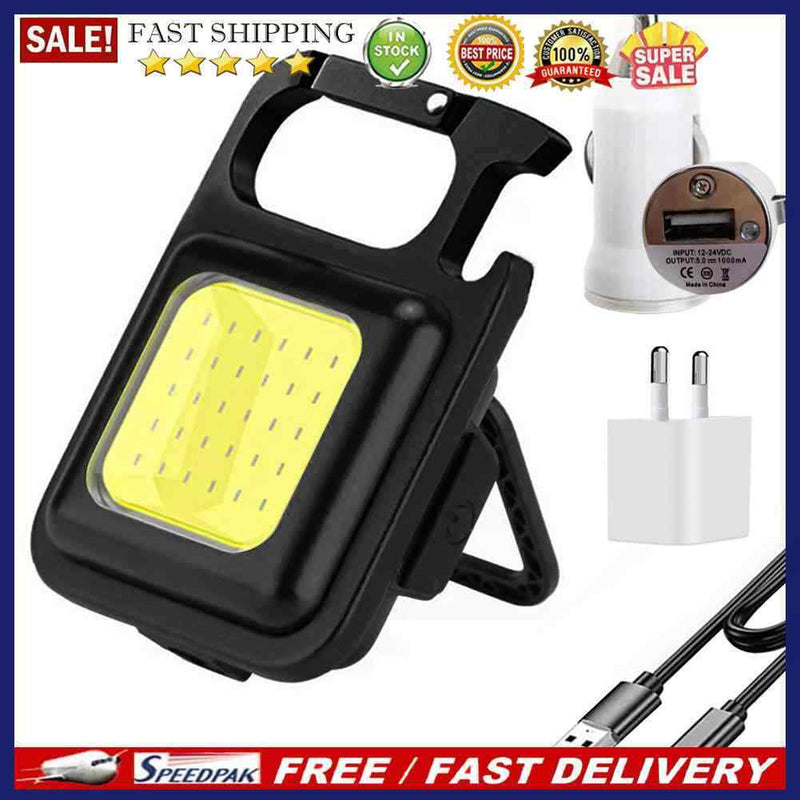 COB LED Mini Keychain Lamp Pocket Work Light Camping Fishing Climbing Lantern