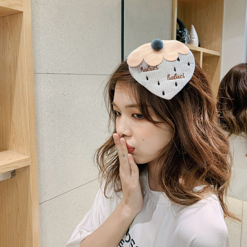 Corduroy Hair Clips Cute Hairpins Korean Strawberry Barrettes for Women Girls