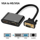 VGA to HDMI Compatible+3.5mm Audio+VGA Converter Splitter HDTV Display Connector