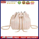 Woven Crossbody Messenger Bag Straw Bucket Women Summer Chain Shoulder Handbags