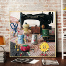 Hand Painted on Canvas DIY Sewing Machine Oil Paint By Numbers Drawing Kit