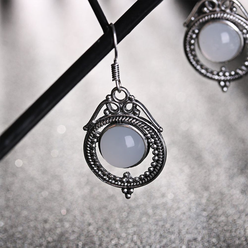 Ear Studs Amethyst Dangle Moonstone Earrings Openwork Pattern Moonlight