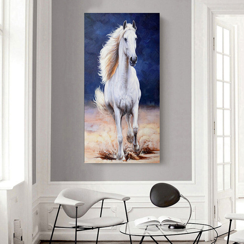 White Horse Oil Paint By Numbers Kits DIY Handpainted on Canvas Wall Art