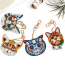 4pcs DIY Diamond Painting Keychain Special-shaped Full Drill Cat Ornament Newly