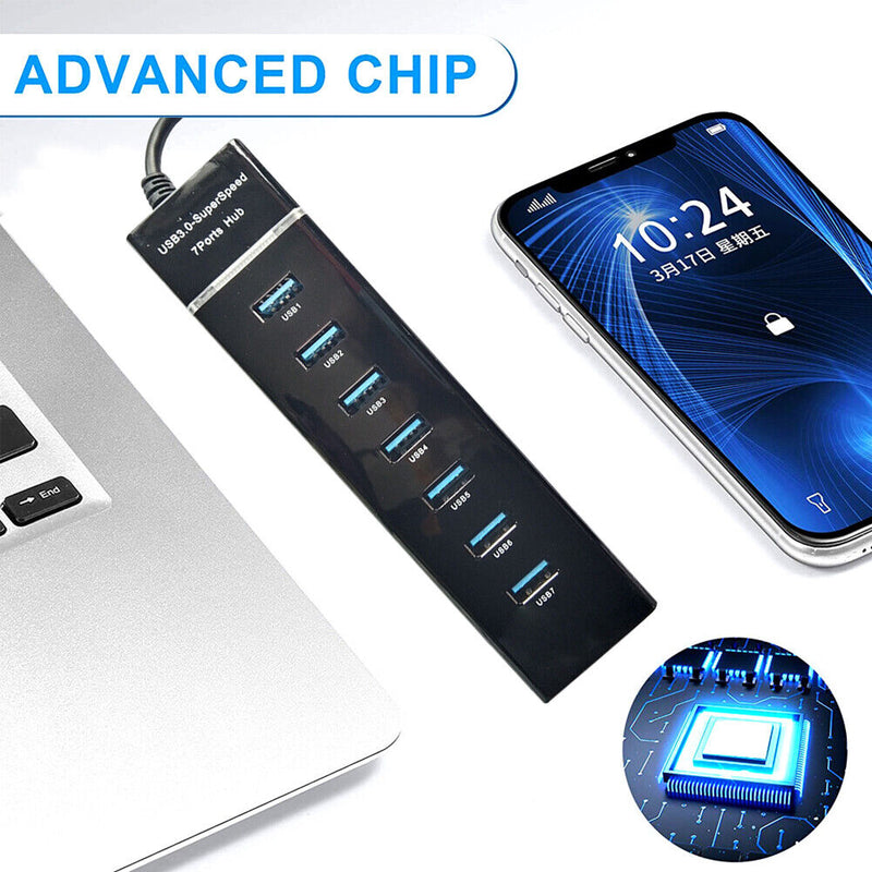 Universal USB Hub Docking Station PC Accessory Plug-and-Play (7 Port-120cm)