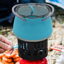 Outdoor Folding Silicone Kettle Portable Mini Boiling Pot w/ Handle (Blue) Newly