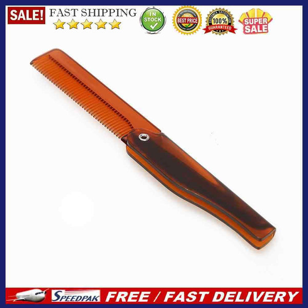 Foldable Hair Comb Women Hairdressing Men Moustache Beard Comb (Brown)