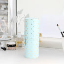 PU Leather Stars Printing Makeup Brush Holder Portable Cosmetic Cup (Blue) Newly