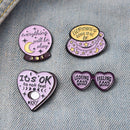 Gift Coffee Shaped Love Heart Brooch Badge Letter Pin Denim Jackets Lapel Pin