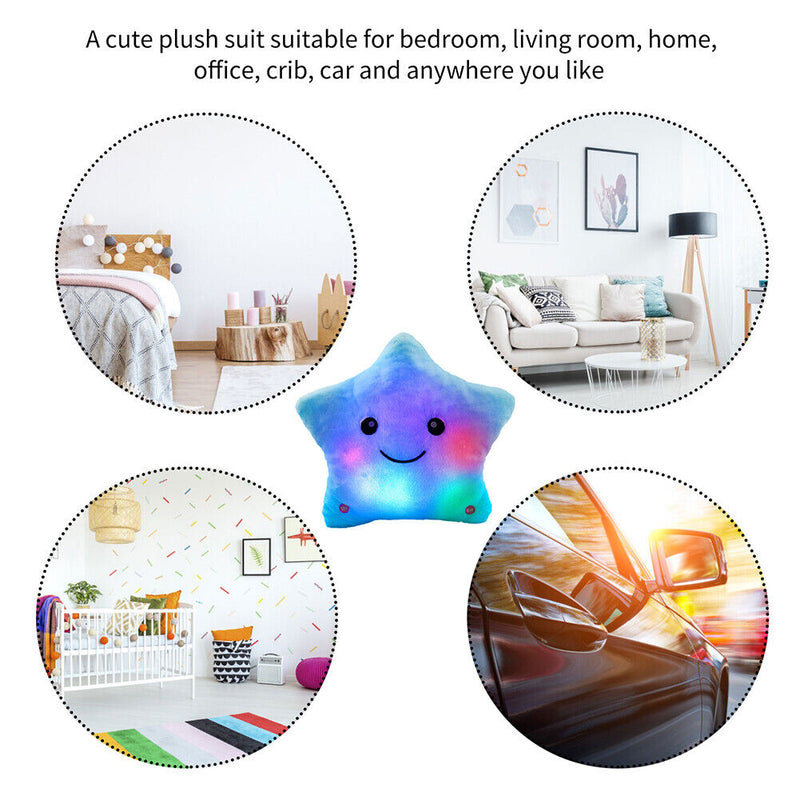 25cm Creative LED Luminous Pillow Star Cushion Stuffed Plush Christmas Toys