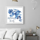 Blue Ink Flower Oil Paint By Numbers Kit DIY Acrylic Painting on Canvas