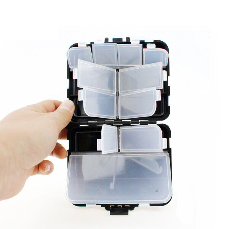 Double Sided Folding Fishing Tackle Box Multi Compartment Bait Hook Storage