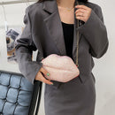 Fashion Women Lip Shape Bag Shopping Bag Lady Sequins Chain Travel Handbags