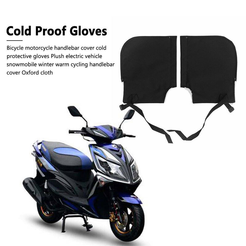 Bicycle Handlebar Thermal Muffs Riding Hand Warmer Mittens Oxford Cloth Lambswoo
