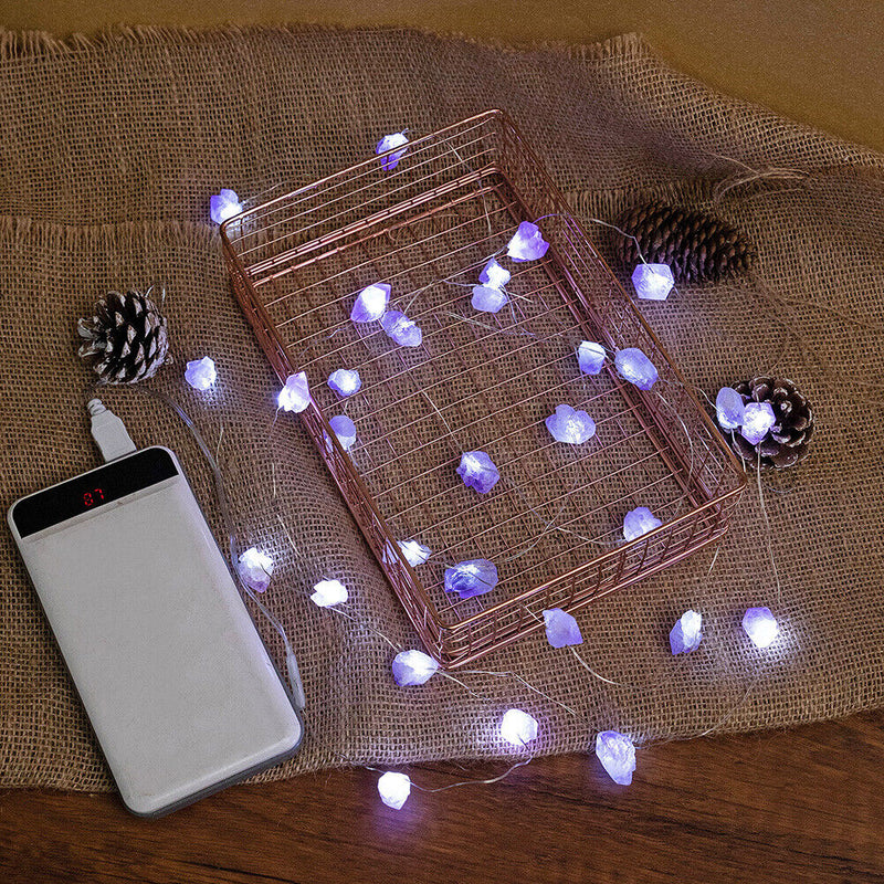 30LED Amethyst String Lights White Light USB for Christmas Decor (ZZ0620) Newly