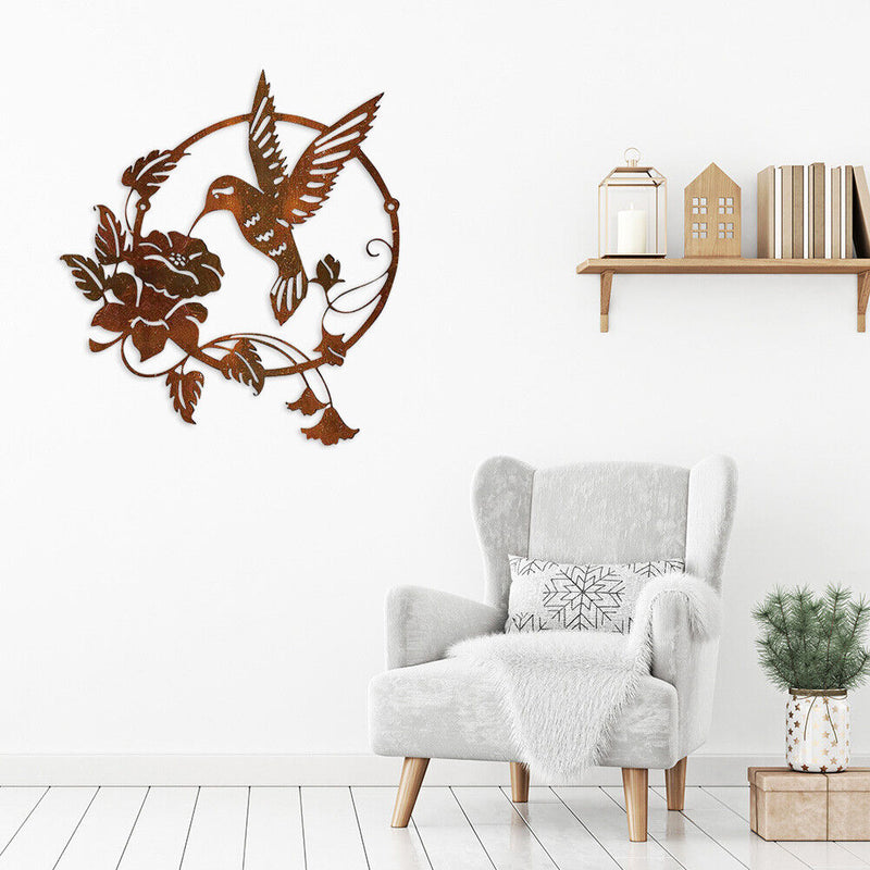 Wrought Iron Bird Garden Indoor Outdoor Hanging Metal Wall Hanging Art Decor