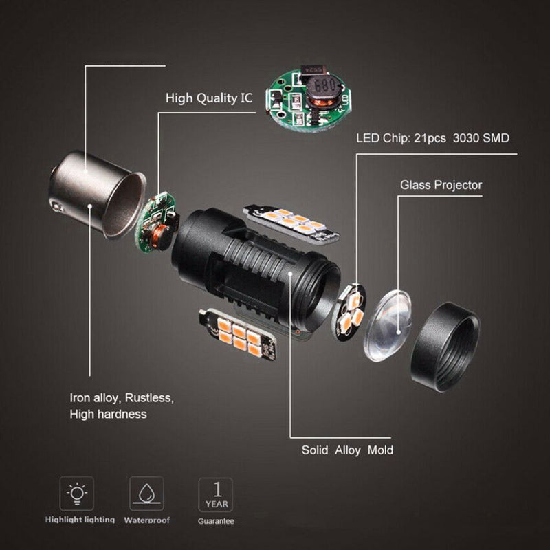 Yellow Auto Lamp Tail Backup Reverse Brake Light Turn Signal Bulb Car LED Light