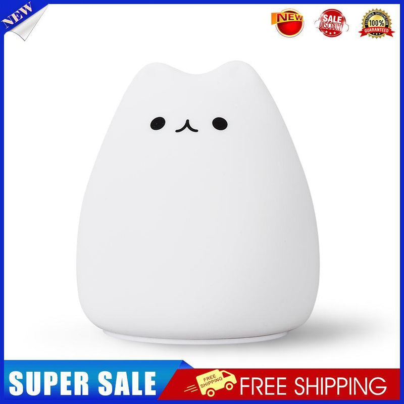 Cute 7 Color LED Night Light Soft Silicone Cat Pat Lamp Kids Gift (Popular)