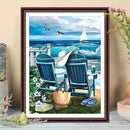 40X50cm Frameless Oil Paint By Numbers Beach Lounge Chair Paint Canvas Pict