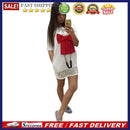 Women Summer Print dress Casual Cocktail Party Evening Mini Dress L White