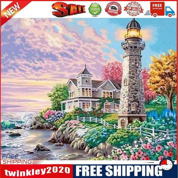 Seaside Villa Lighthouse Wall Oil Paint By Number Home Canvas Wall Poster