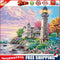 Seaside Villa Lighthouse Wall Oil Paint By Number Home Canvas Wall Poster