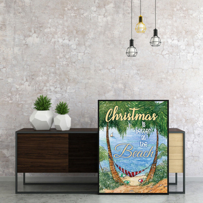 DIY Handmade Digital Picture Seaside Christmas Frameless Oil Painting By Number