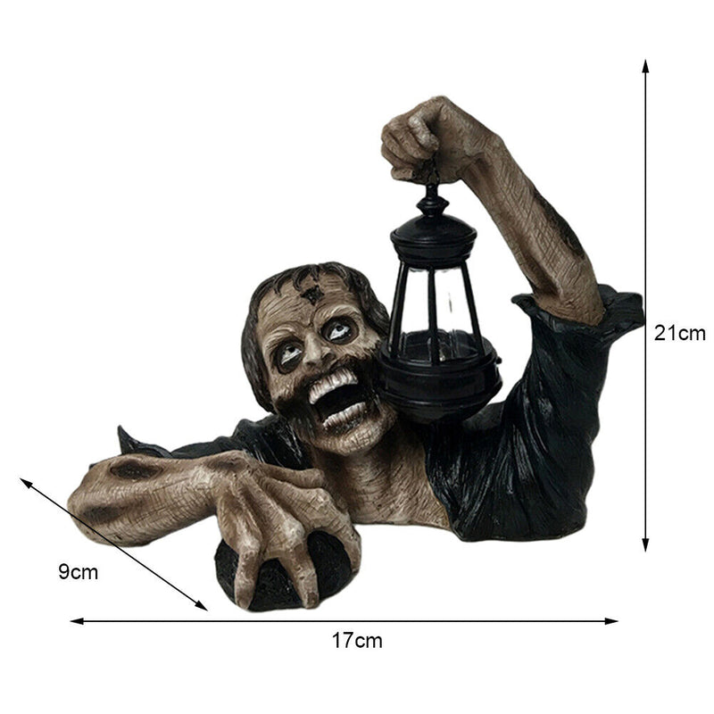 Zombie Crawling out of Grave with LED Statues Halloween Horror Sculpture Newly