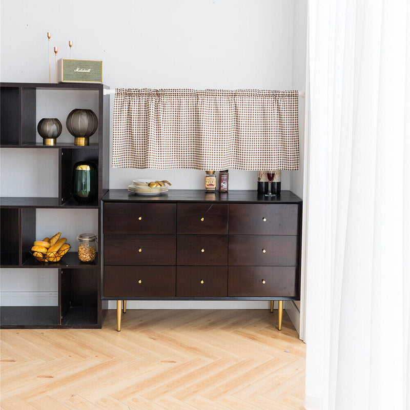 Short Curtain Shading Curtains Home Decor for Window Screen (Brown Grid)