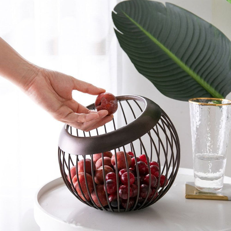 Style Modern Home Storage Basket Woven Iron Wire Hollow Storage Fruit Plate