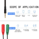 3.5mm Stereo Audio Male to 2 Female Headphone/Mic Y Splitter Cable Newly