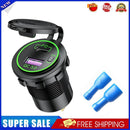 Car Motorcycle Dual USB Charger PD QC3.0 USB Charger Socket Adapter (Green)