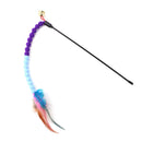 Cat Teasing Stick Colorful Pompom Feather Wand Fun Pet Teaser Rod Toys (04)