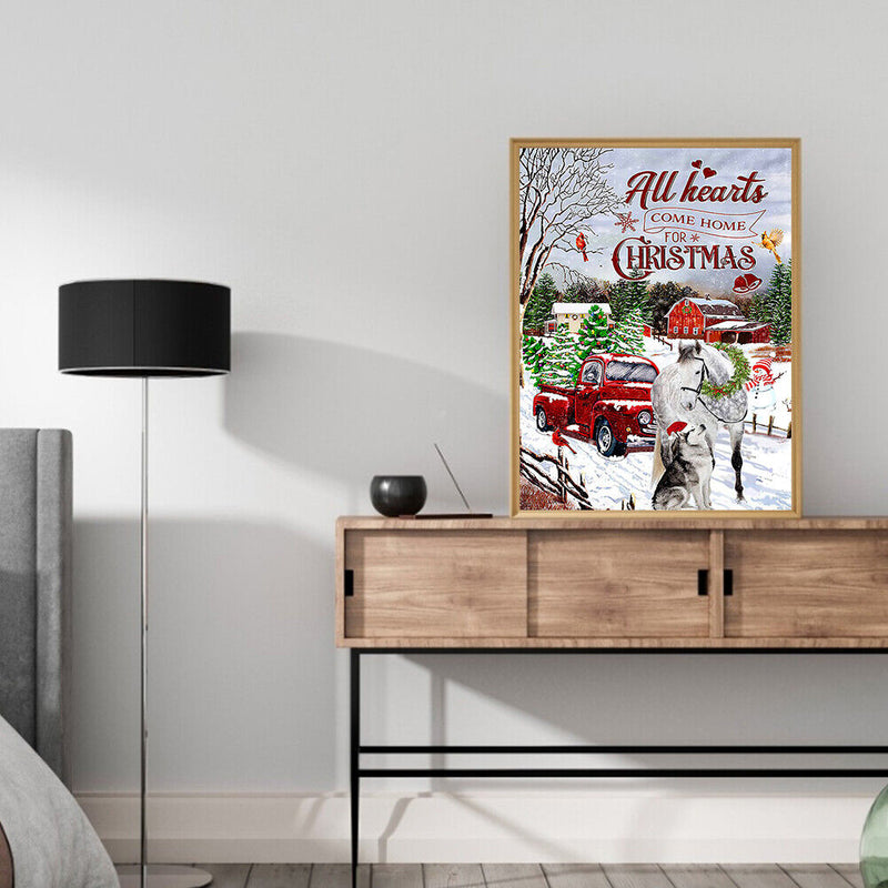 Car with Christmas Tree Oil Paint By Numbers for Adults Children Hand Painted